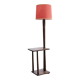 Floor lamp with shelf of the 40s/50s in beech lampshade red fabric