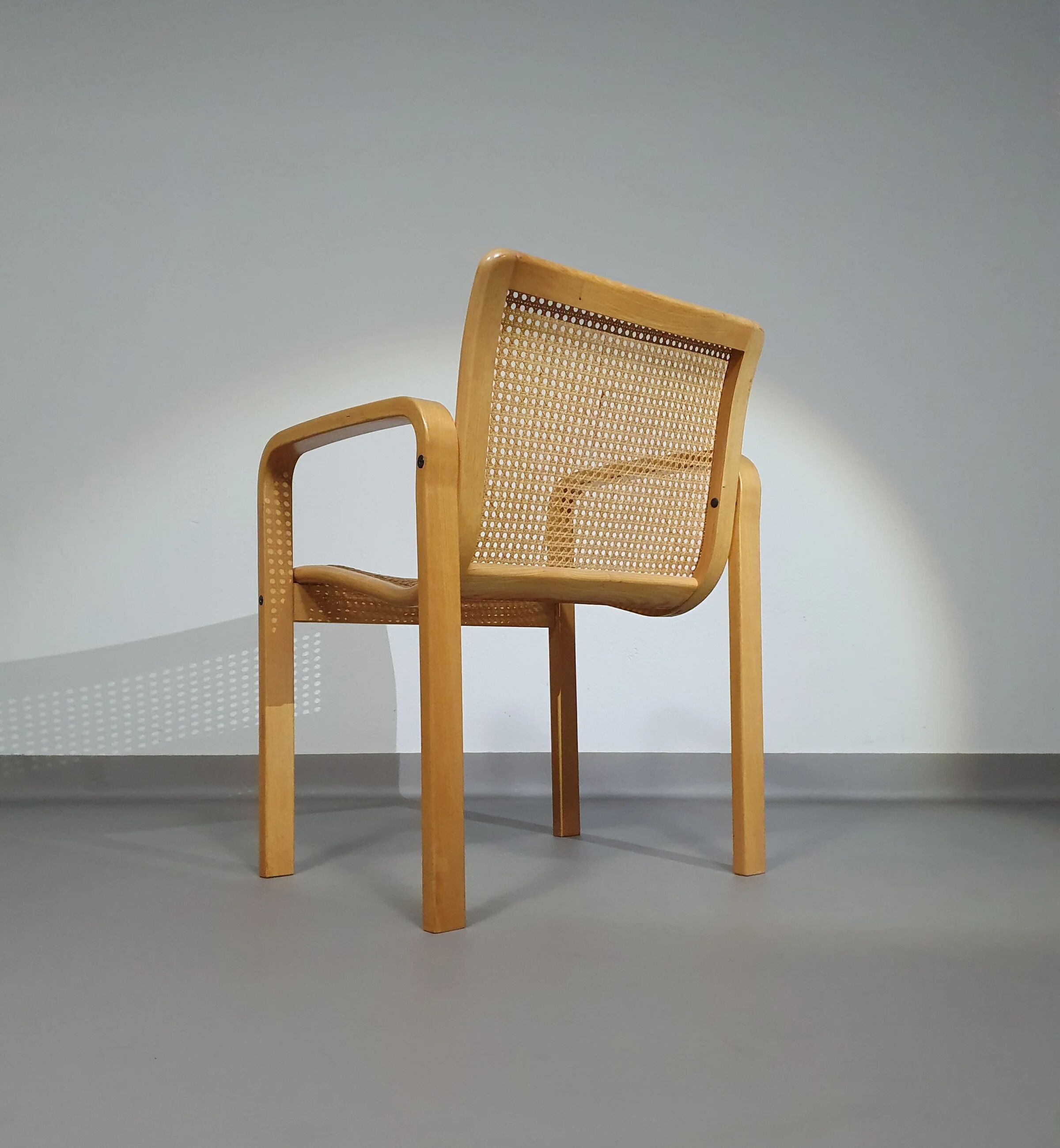 Beech wood and webbing side chair by Olivo Pietro, Italy, 1970s