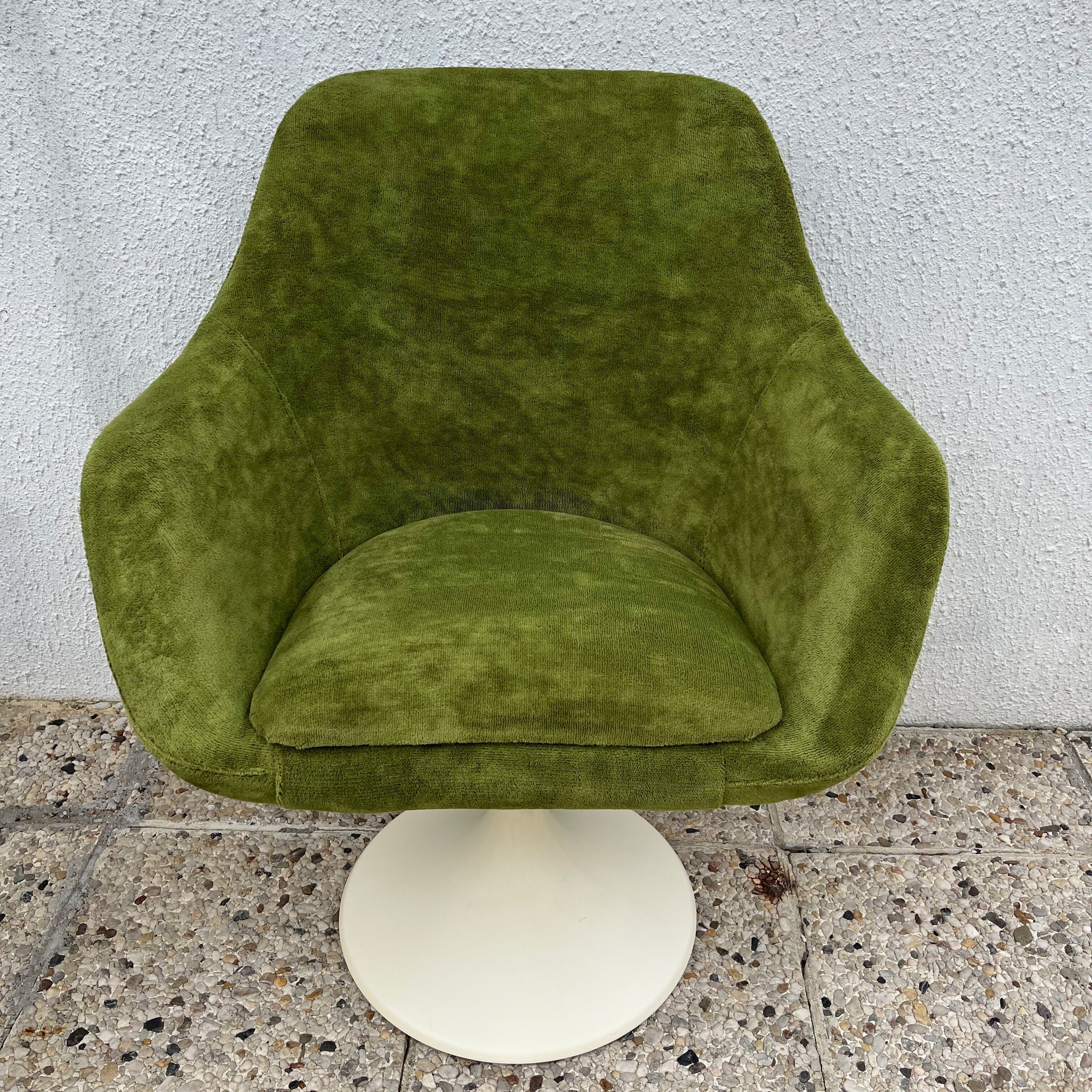 Lot de 2 fauteuils pivotant en velours vert