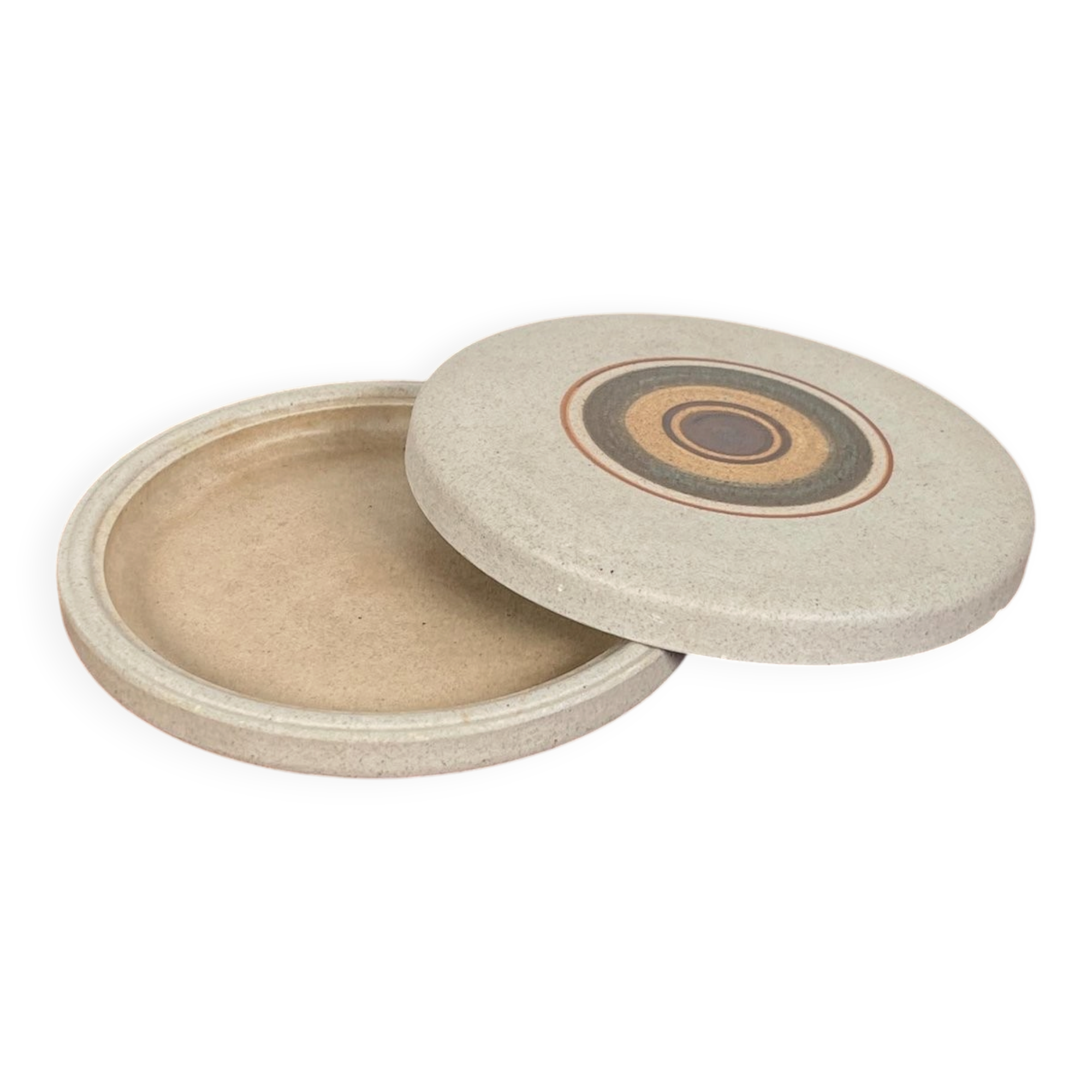 Vintage stoneware bowl with lid by Tove Rappold for Knabstrup, Denmark, 1970s.