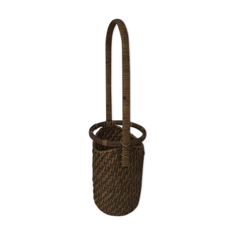 Porte bouteille de table rotin et bambou