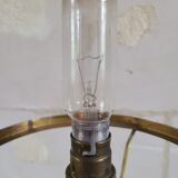 Lampe à pétrole éléctrifiée laiton et opaline