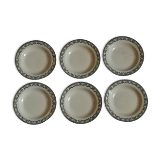 Set of 6 half-hollow plates made of Terre de Fer, Salins "Guirlandes I"