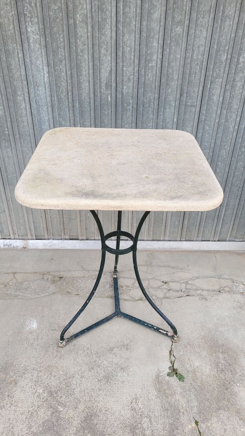 Parisian bistro pedestal table in antique marble