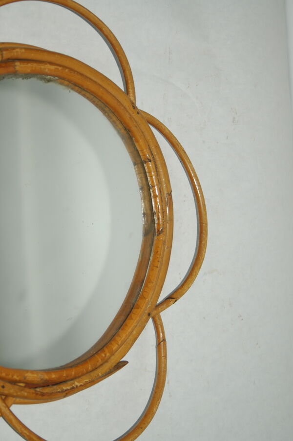 Miroir en rotin années 60