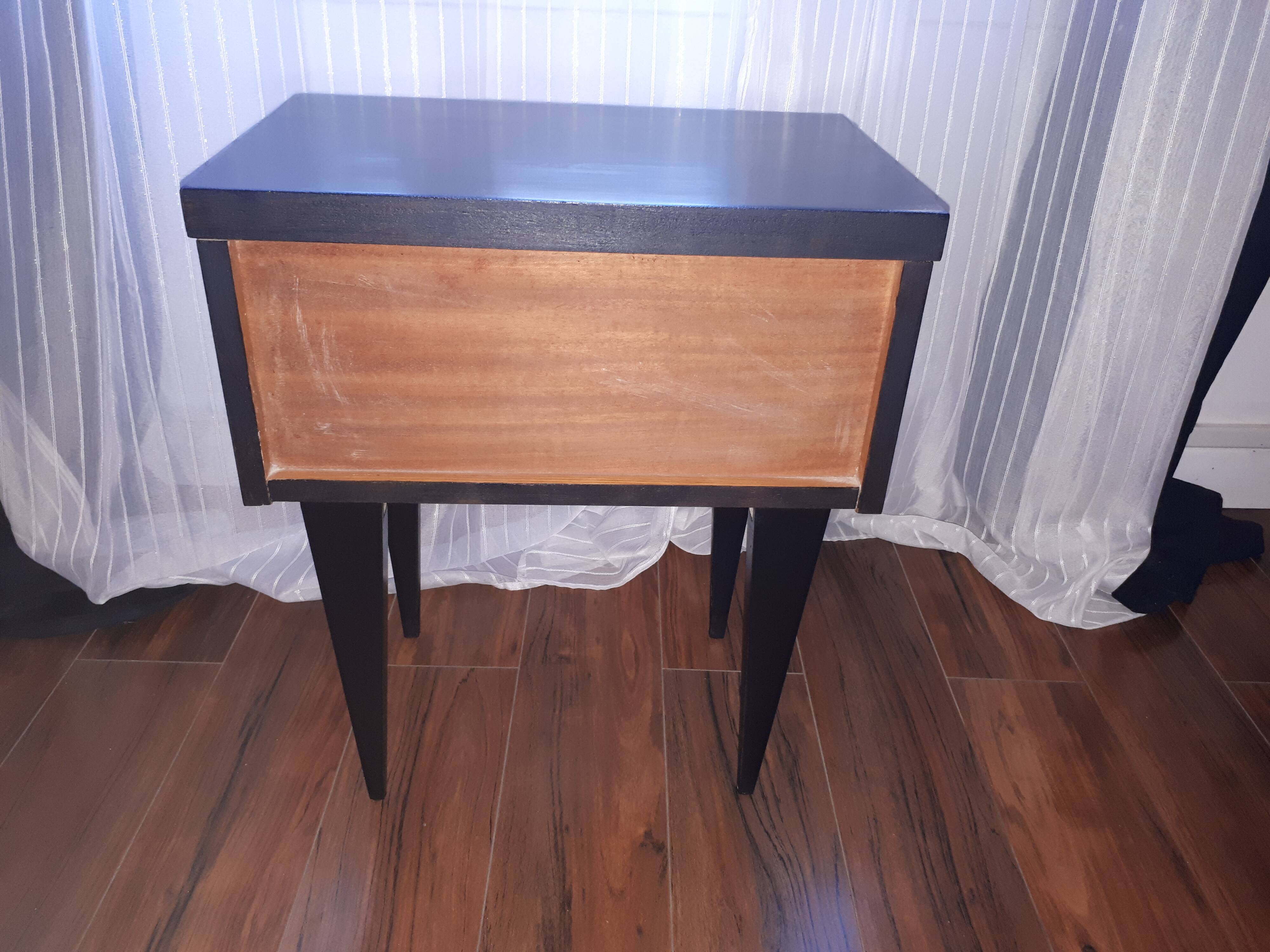 Vintage bedside table, black