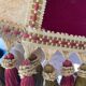 grand abat-jour en peau et velours vintage