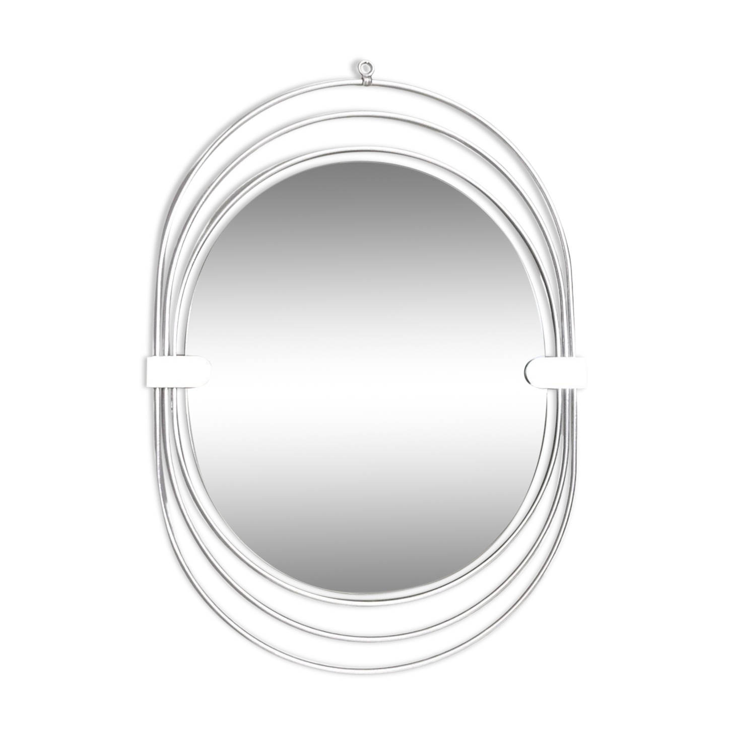 Postmodern Smoked Wall Mirror with a Triple Chrome-Plated Metal Frame, Italy