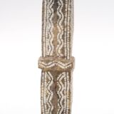 Moroccan candle holder in carved beige stone, 1970s