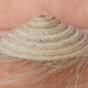 Parasol pendant lamp in braided natural fiber doum straw