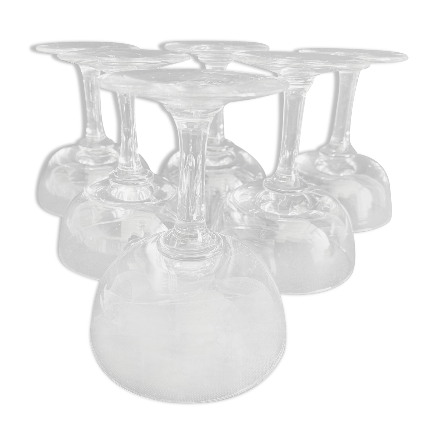 Lot de 6 coupes à champagne, Napoléon III, 1/2 cristal soufflé et taillé