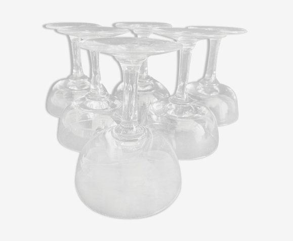 Lot de 6 coupes à champagne, Napoléon III, 1/2 cristal soufflé et taillé
