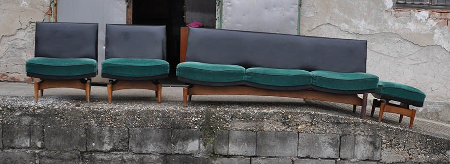 Mid-century danish sofa & armchairs, 1960s, set of 4
