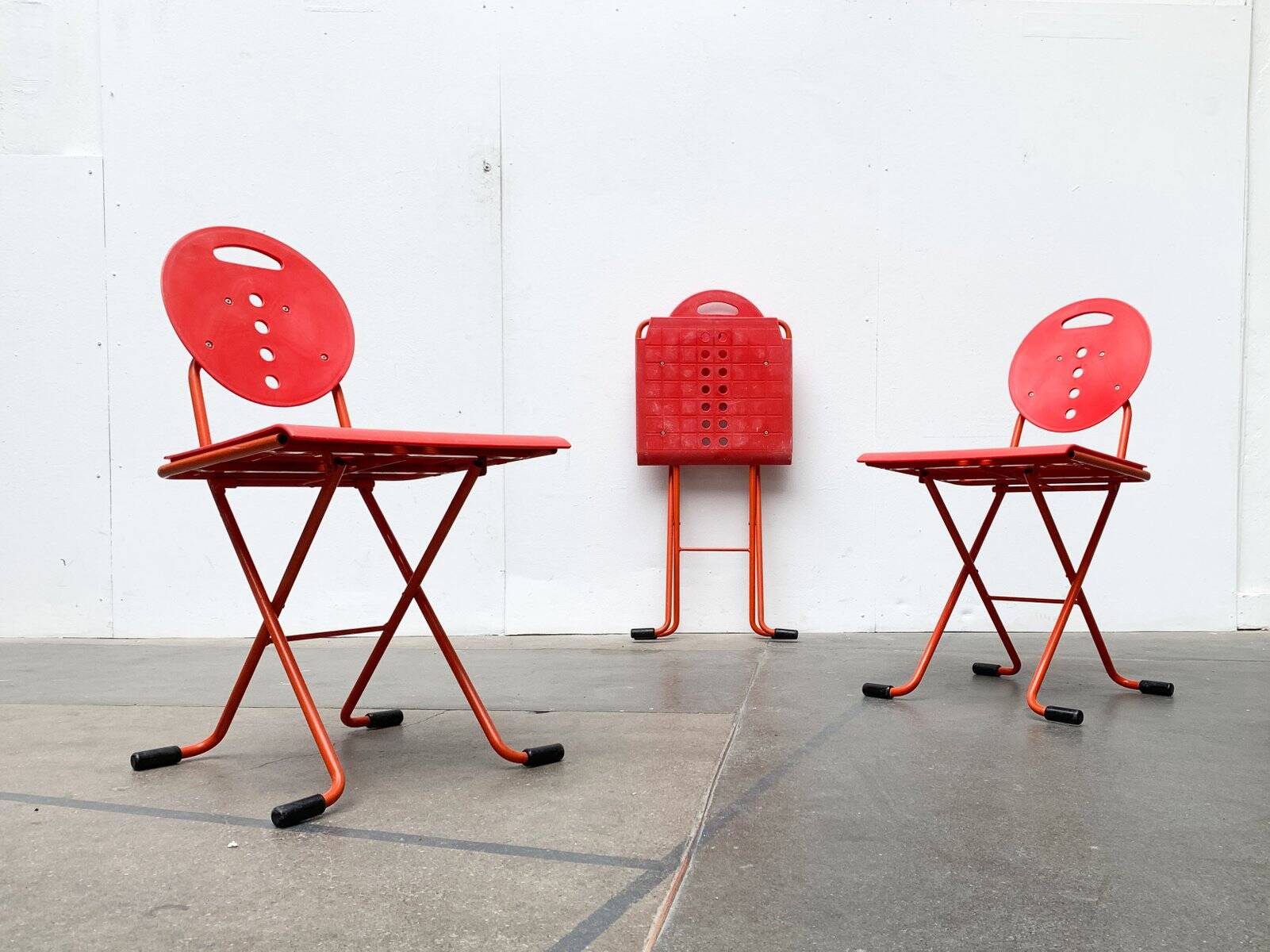 Vintage Italian postmodern folding chair Charlie by Carlo Bimbi & Nilo Gioacchini for Segis, 1980s, set of 3.