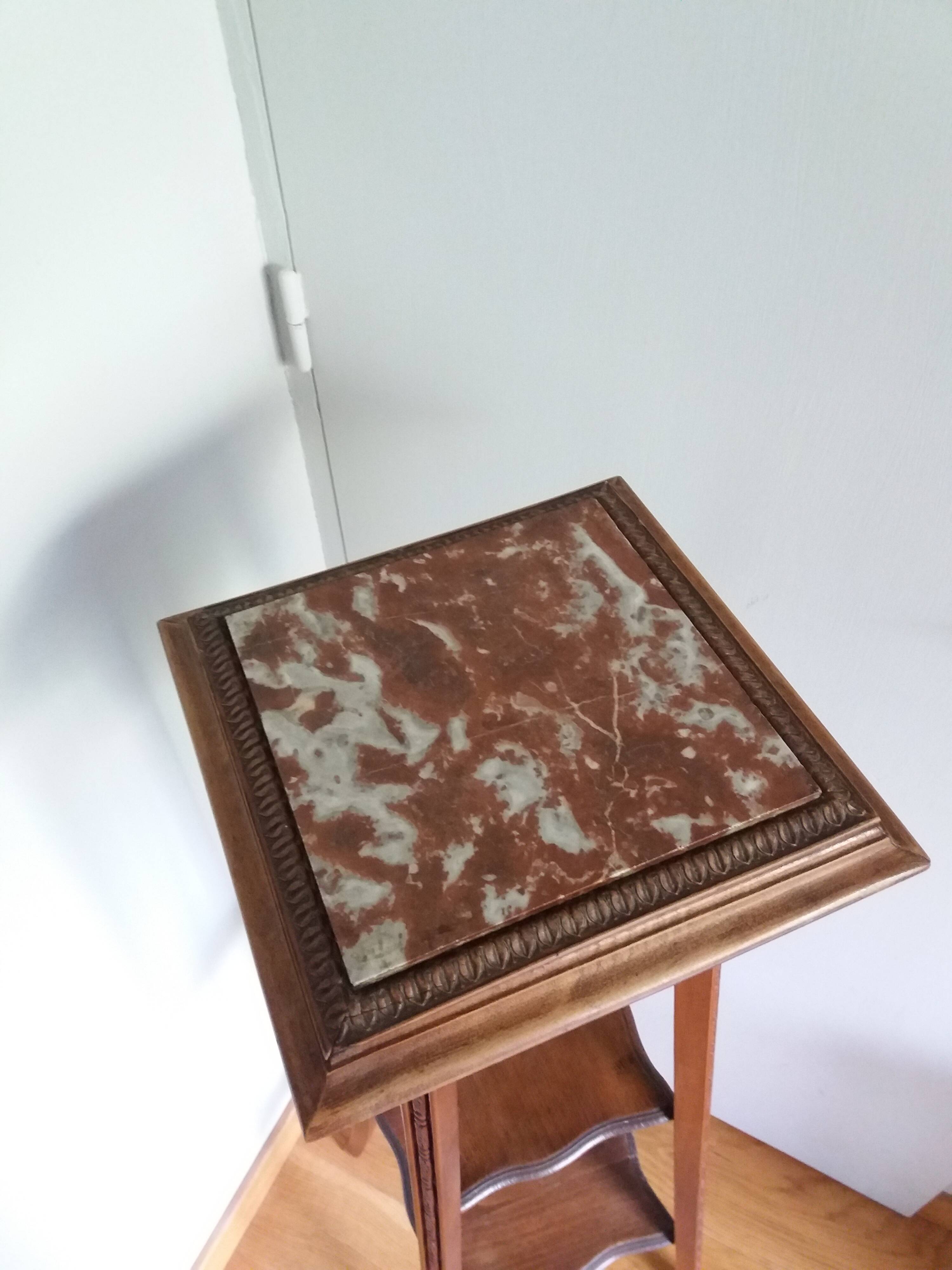 Wooden and marble stool