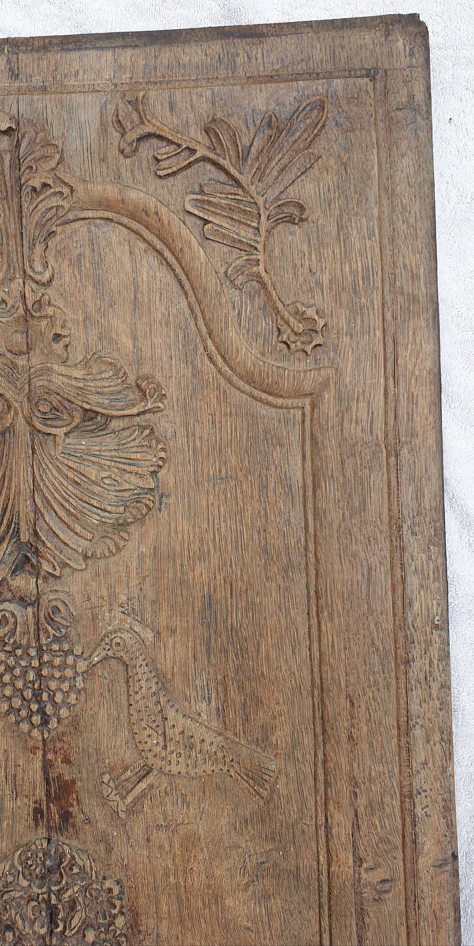 Panel, bas relief in natural wood, 18th century period