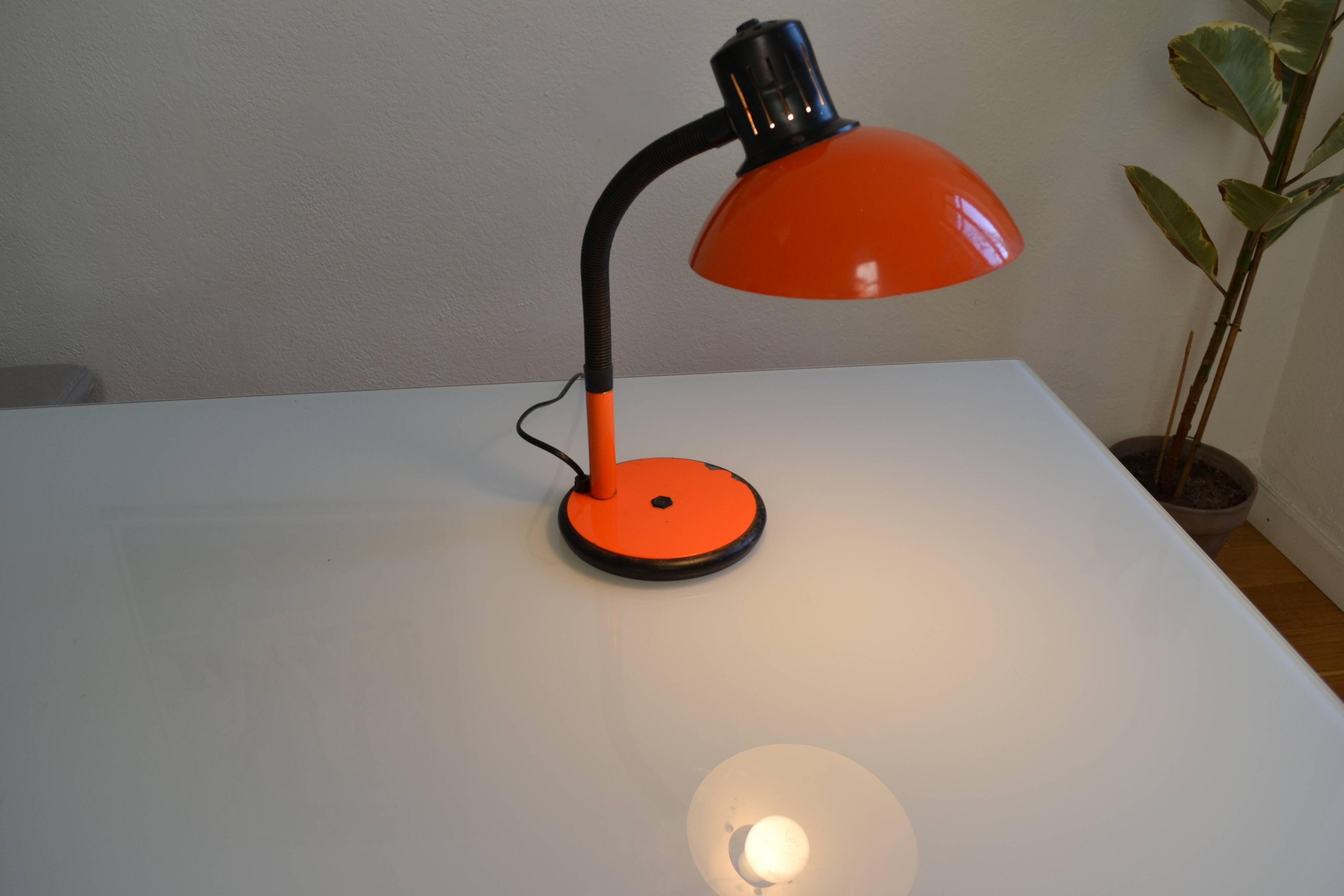 Vintage Aluminor France orange lamp from the 70s 1970