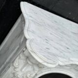 Louis XV Style Fireplace In Carrara Marble, Circa 1880