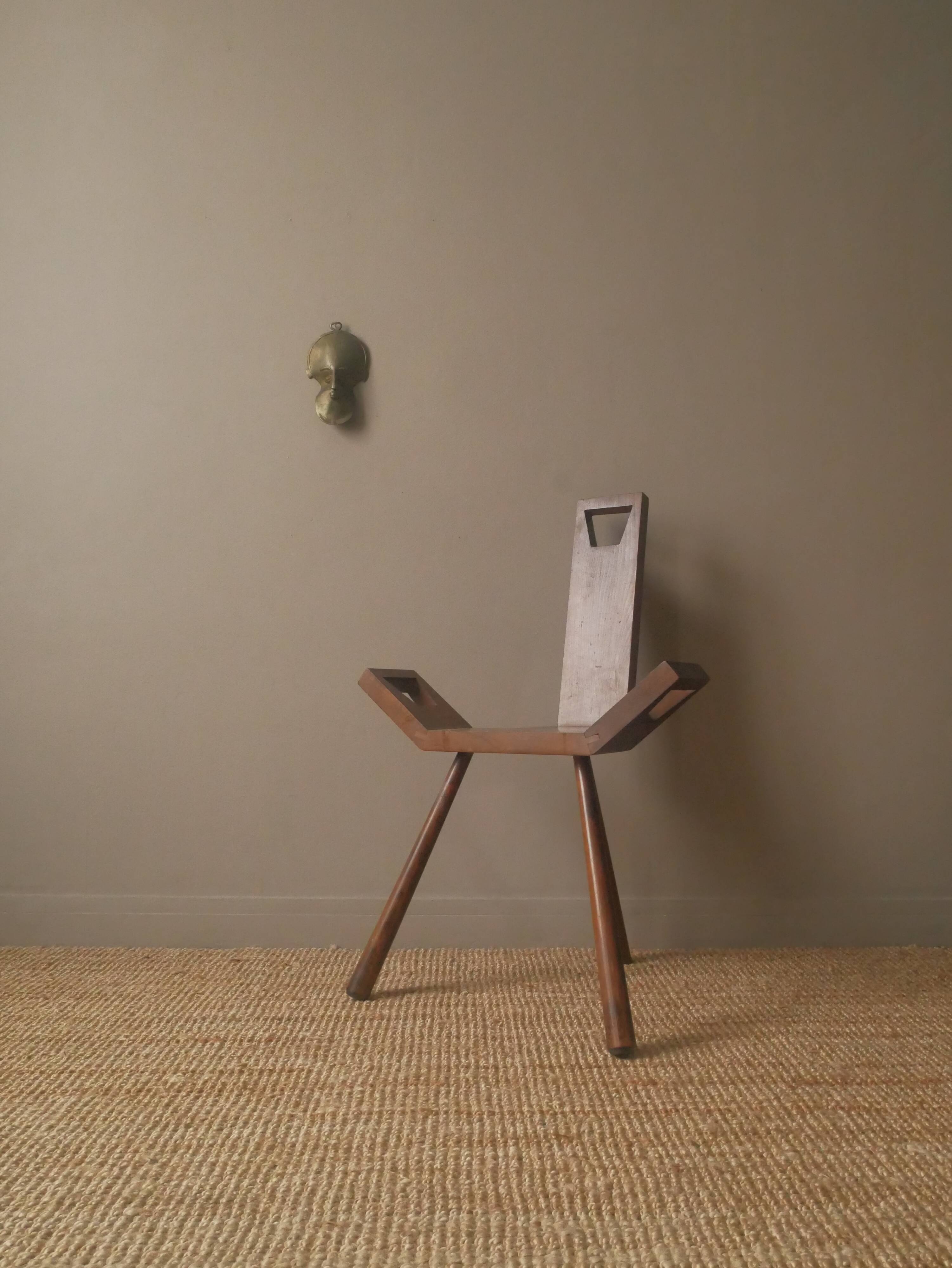 Brass mask wall sculpture tribal decorative object African art handmade vintage