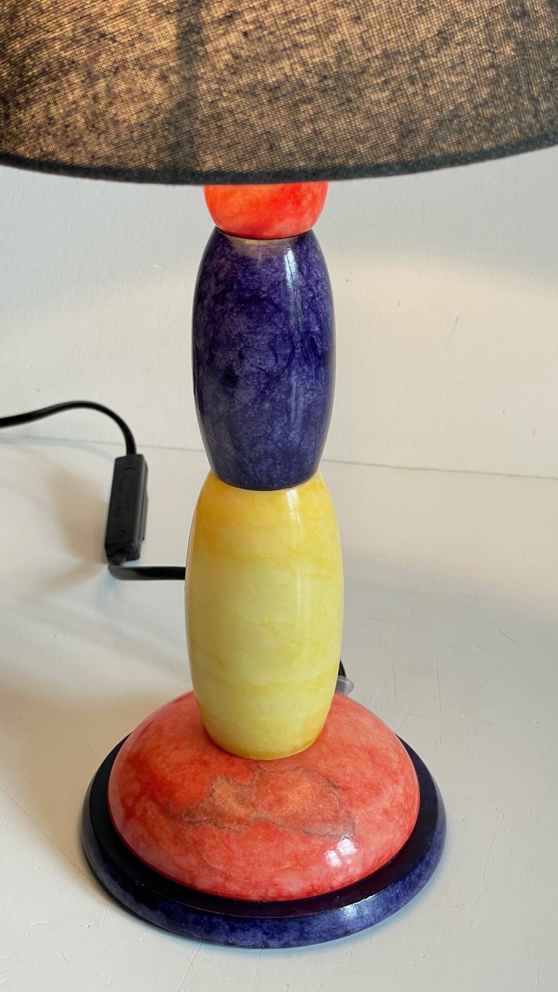 ALABASTER STONE LAMP Blue, Yellow and Red 80s