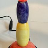 ALABASTER STONE LAMP Blue, Yellow and Red 80s