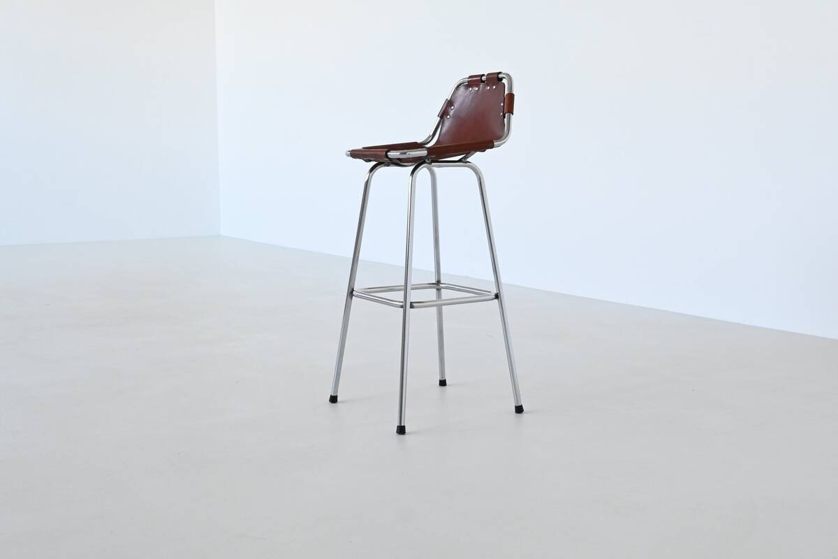 Charlotte Perriand bar stools in leather Les Arcs Ski Resort France 1960