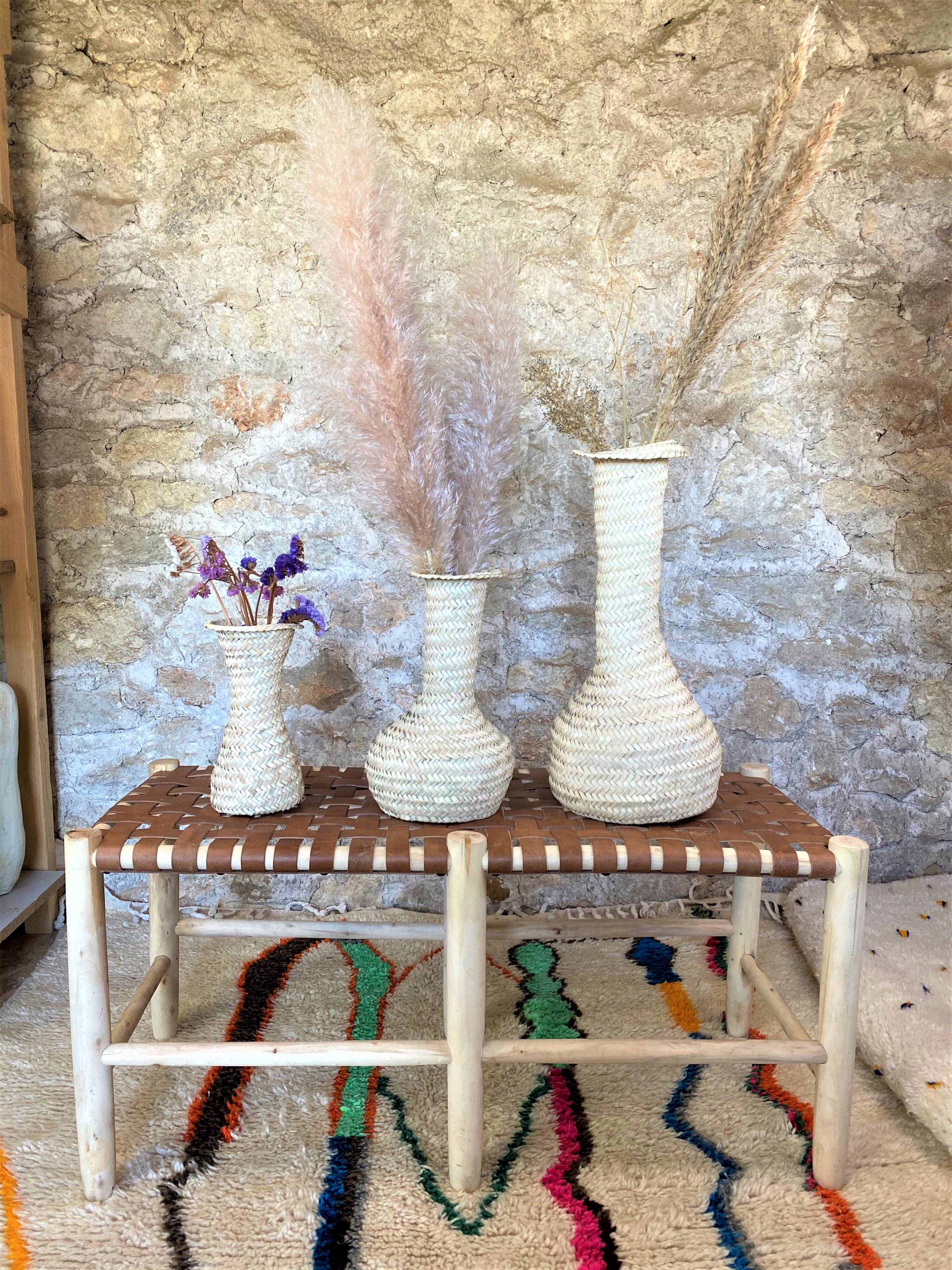 Vase made of palm leaves