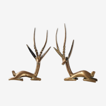 Paire d'antilopes en laiton vintage