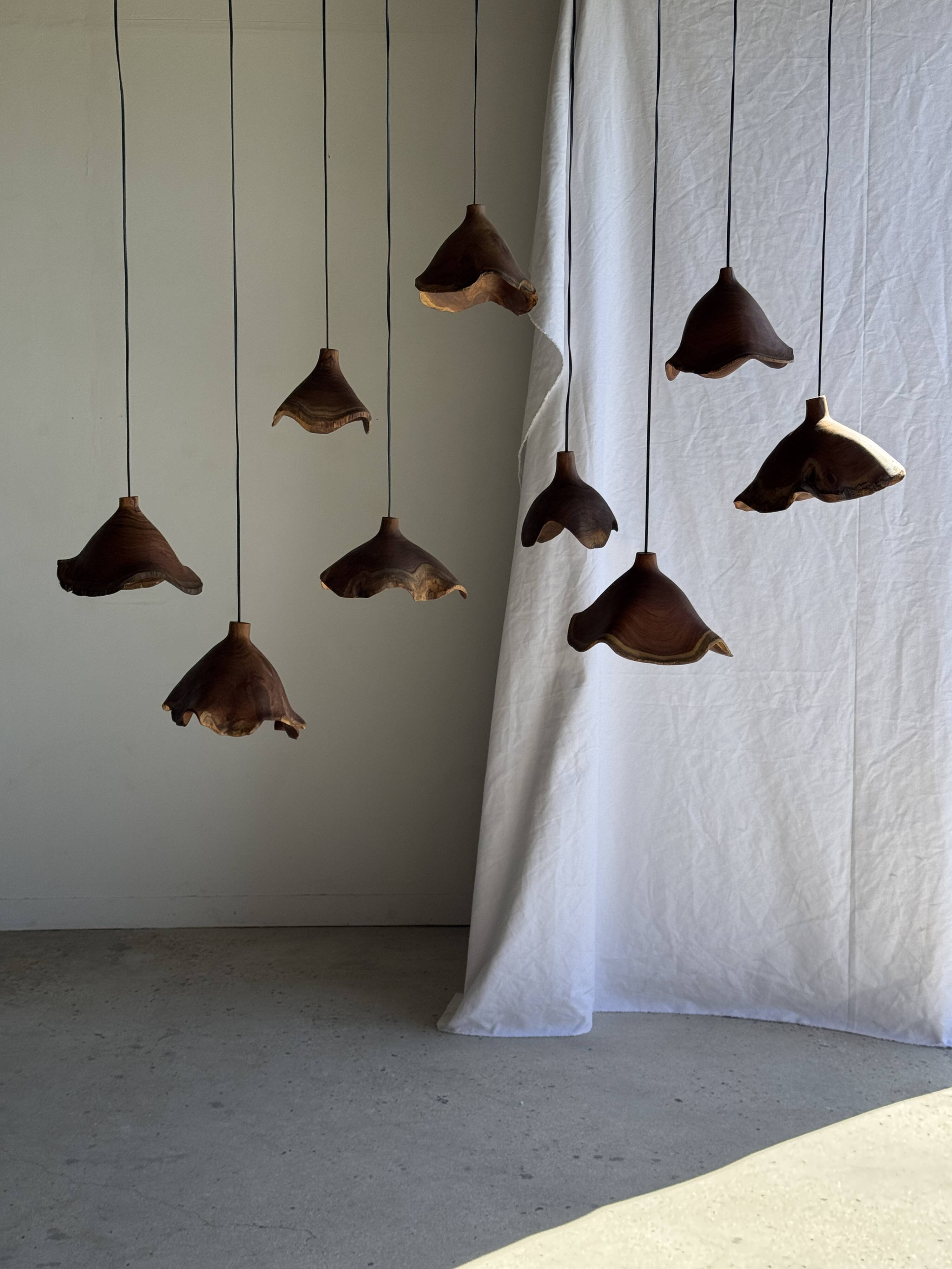 Small suspension in organic teak hat D30 H20