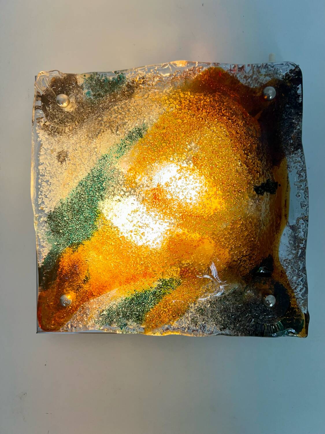 Italian Murano glass and chrome wall lamp Mazzega 70s