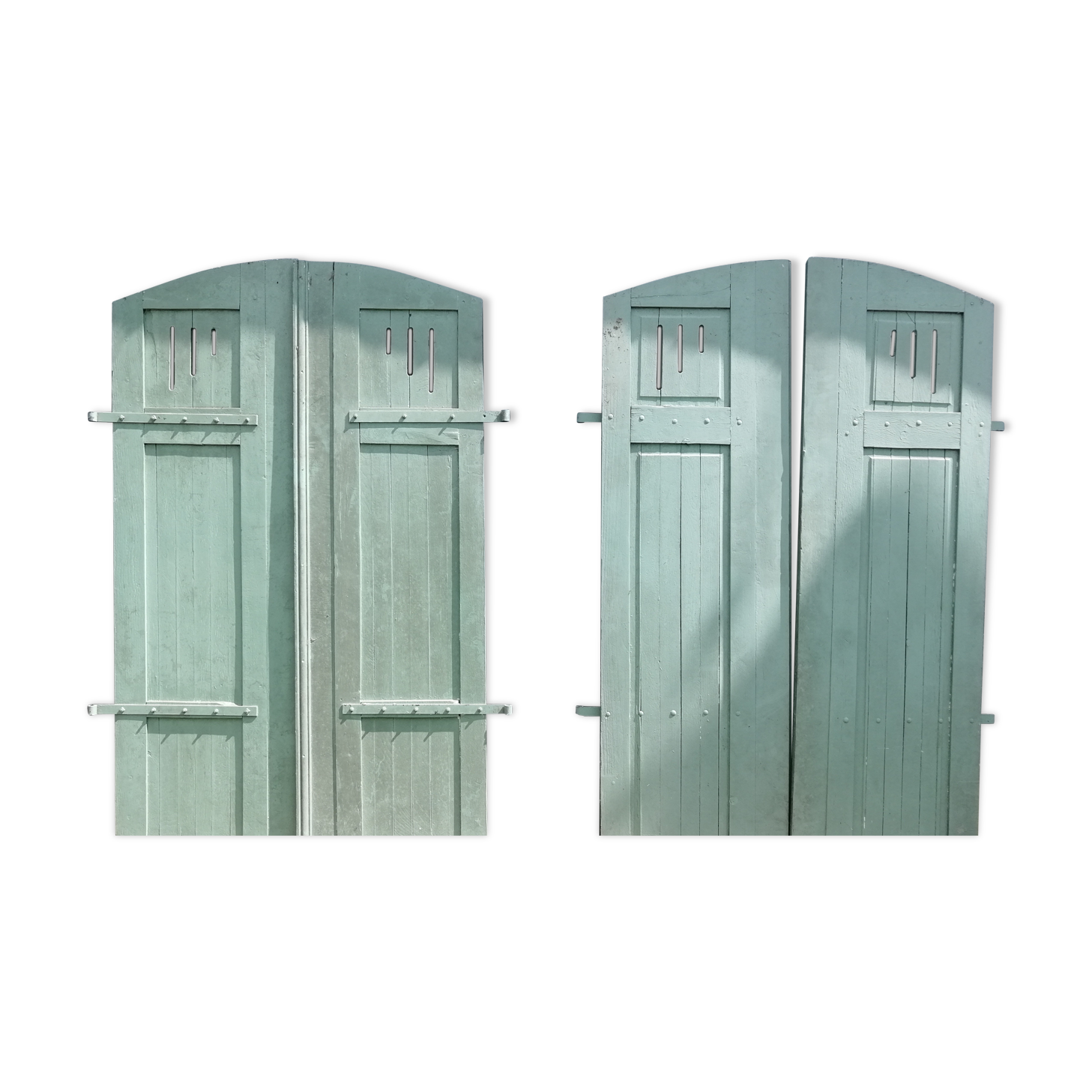Pairs of old painted oak shutters