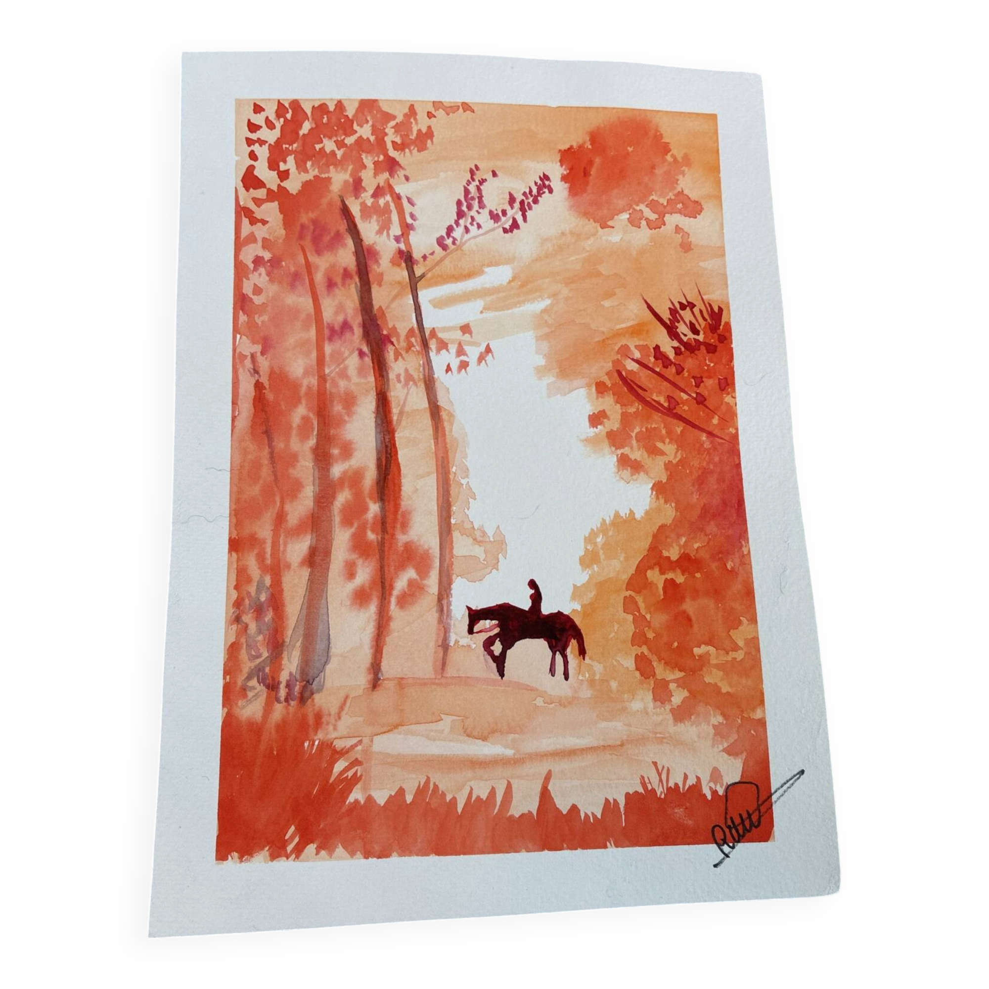 Aquarelle originale « Rêve orange » – Pièce unique