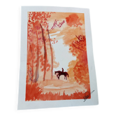 Aquarelle originale « Rêve orange » – Pièce unique
