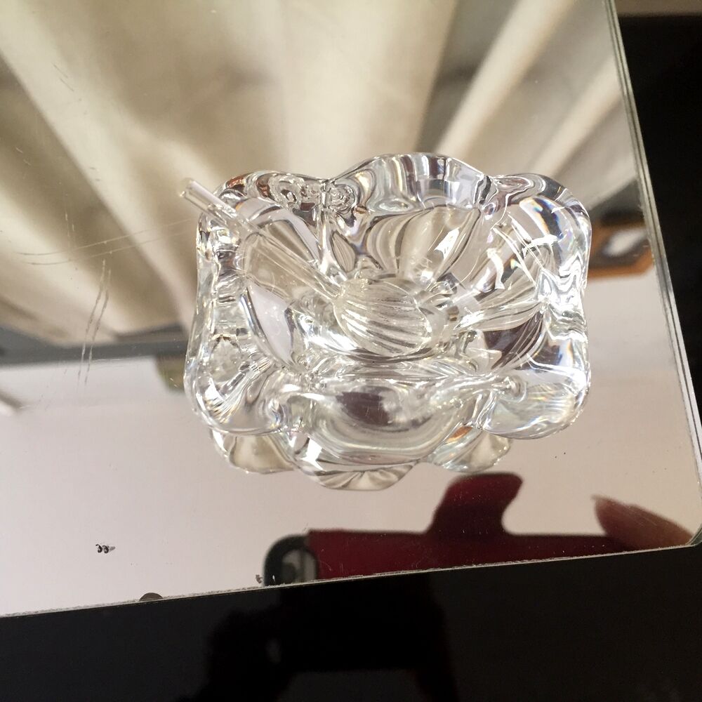Duo of daum crystal salters in their original box