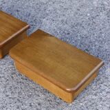 Pair of floating bedside tables in solid elm, France 1980s