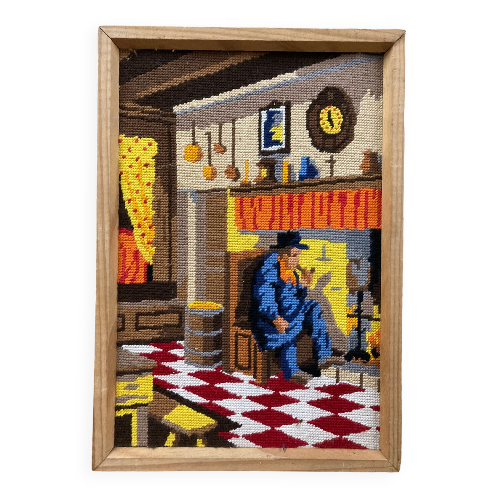 Tableau Canevas vintage en laine 1970