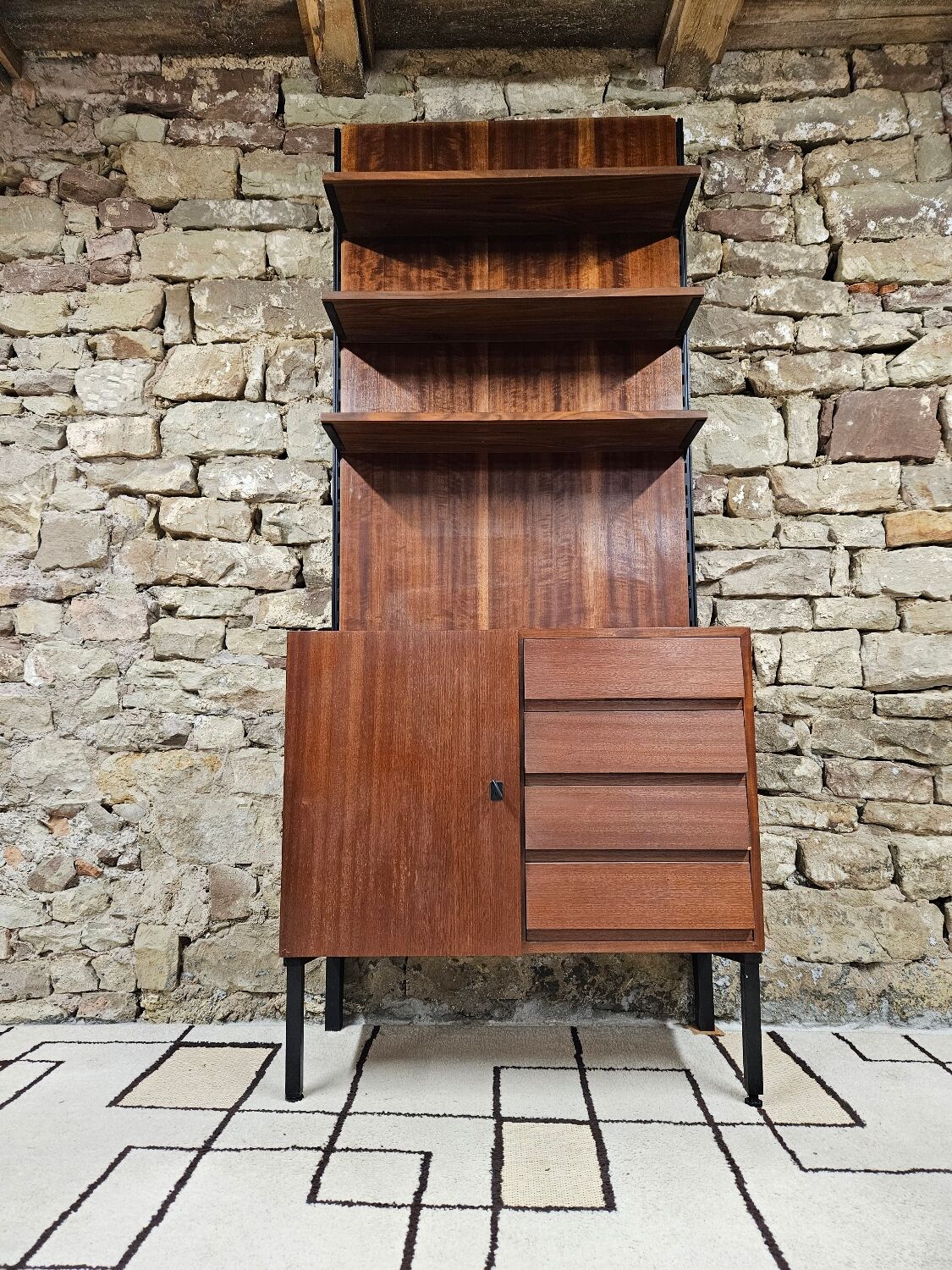 Bookcase cabinet modular shelves vintage 1970