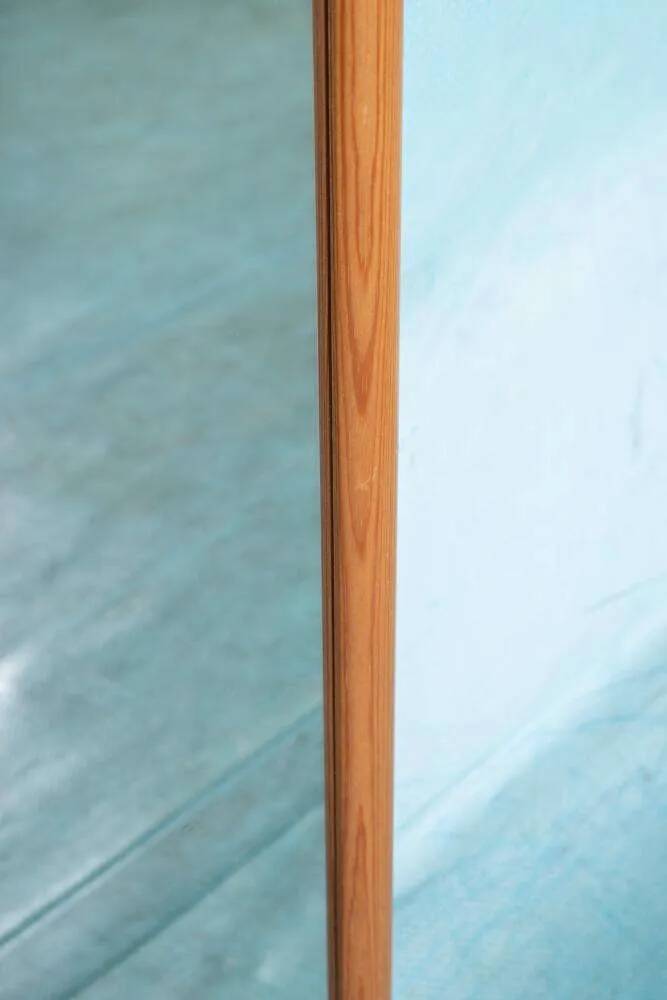 Vintage wooden psyche mirror from Sweden, 1970s, blonde pine.