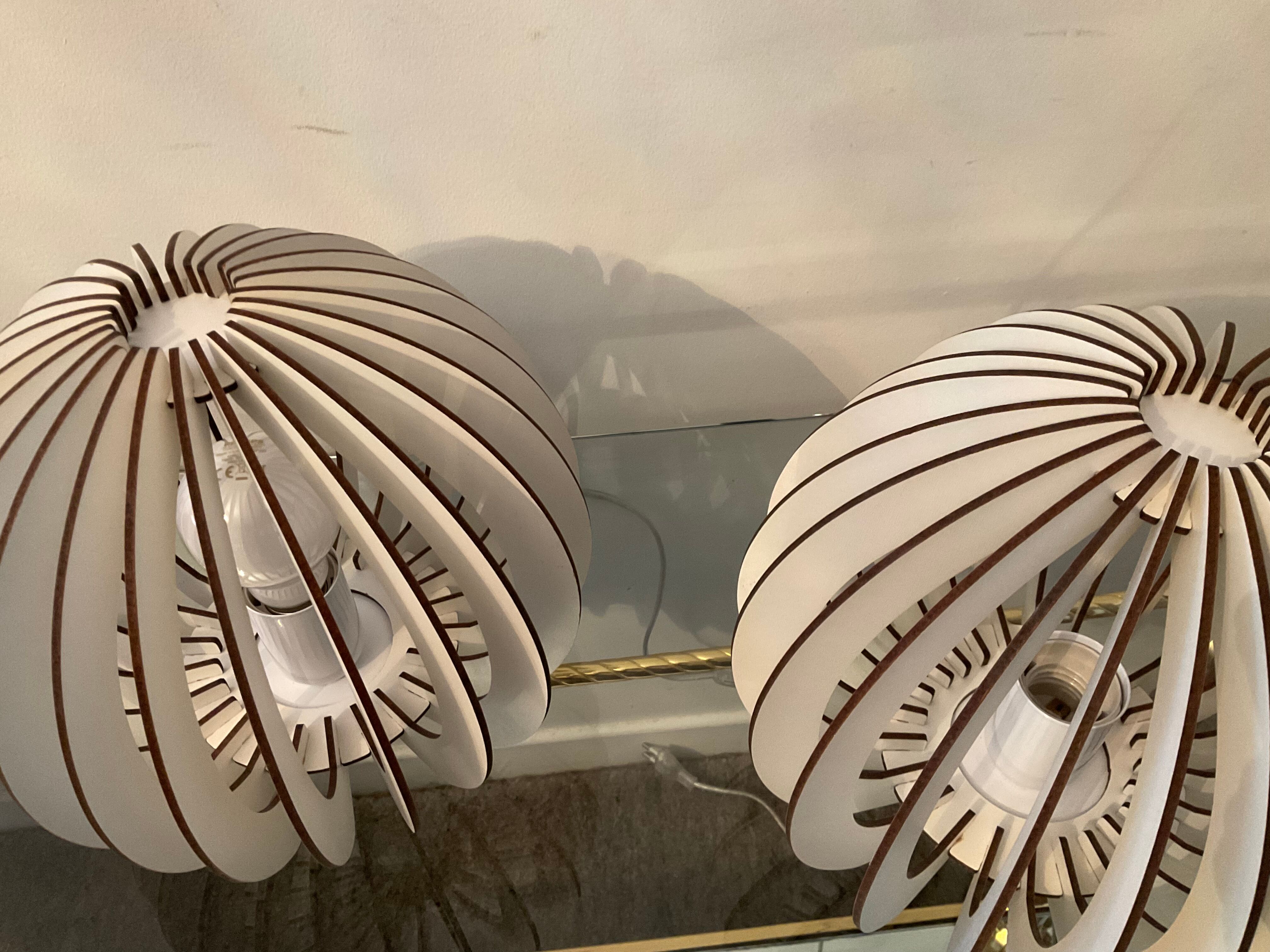 Pair of wooden design lamps