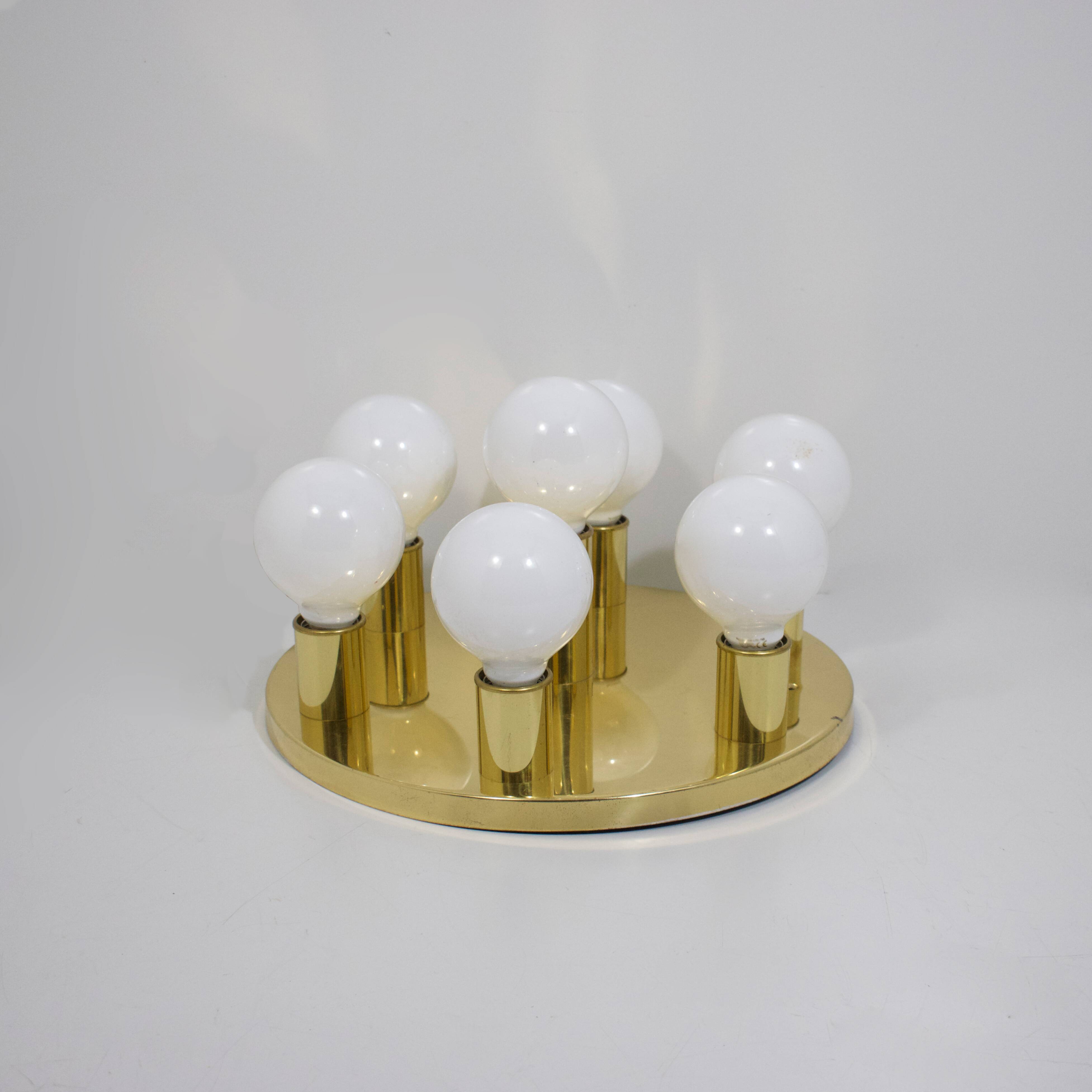 Brass ceiling of Selken, 7-light sputnik, vintage,1970