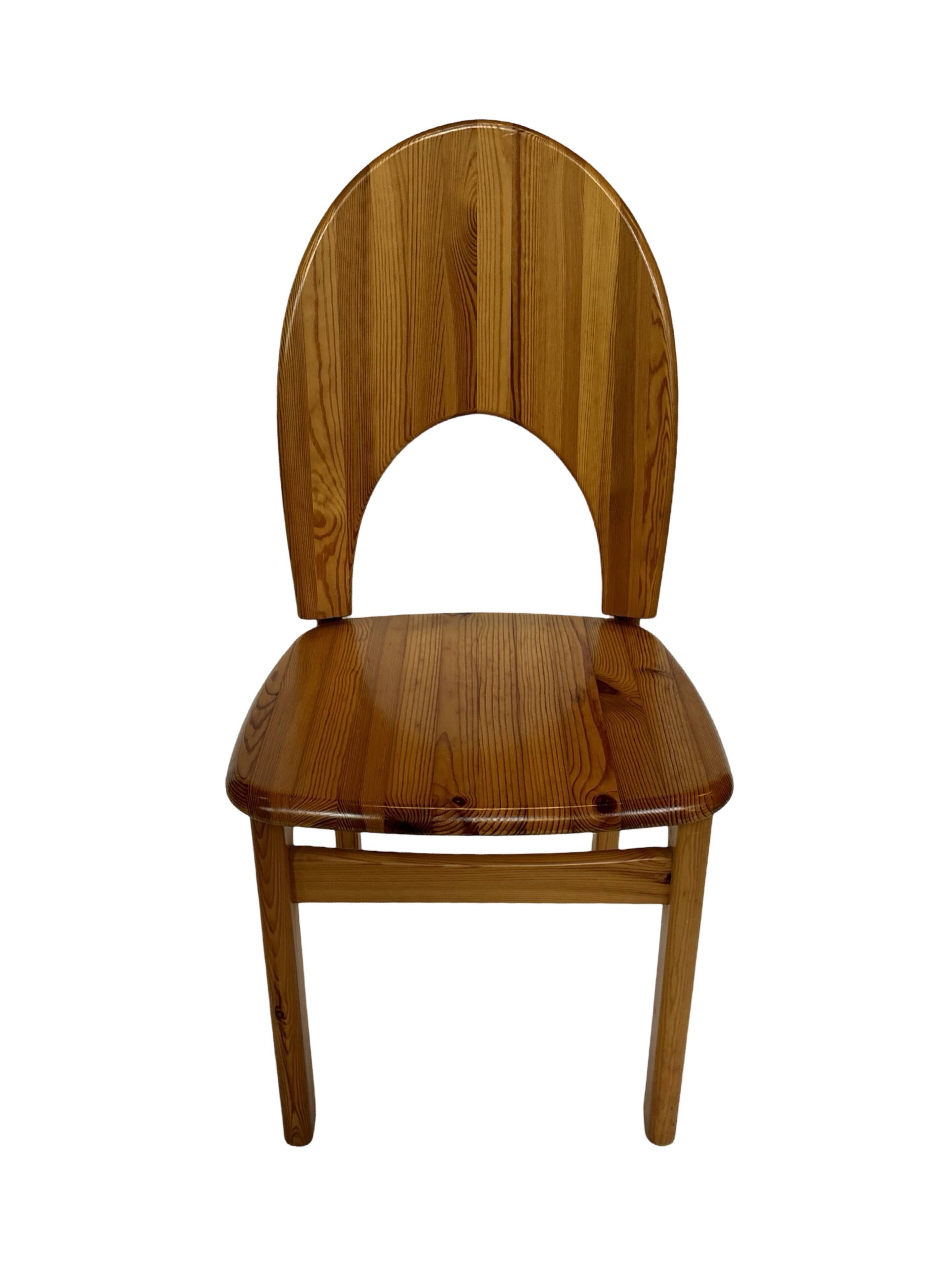 Vintage set of four pinewood chairs Rainer Daumiller minimalist design