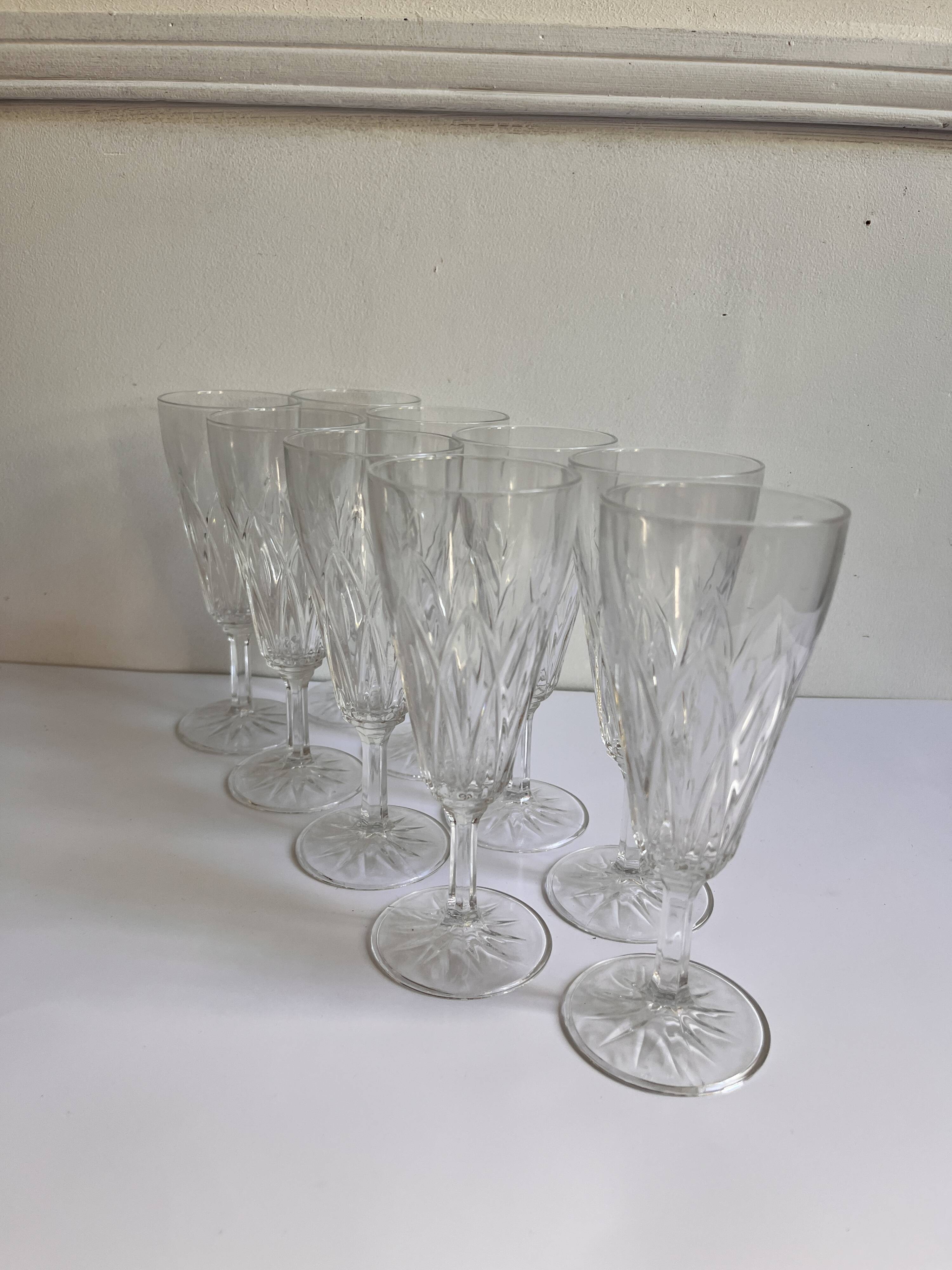 Champagne flutes, cut glass