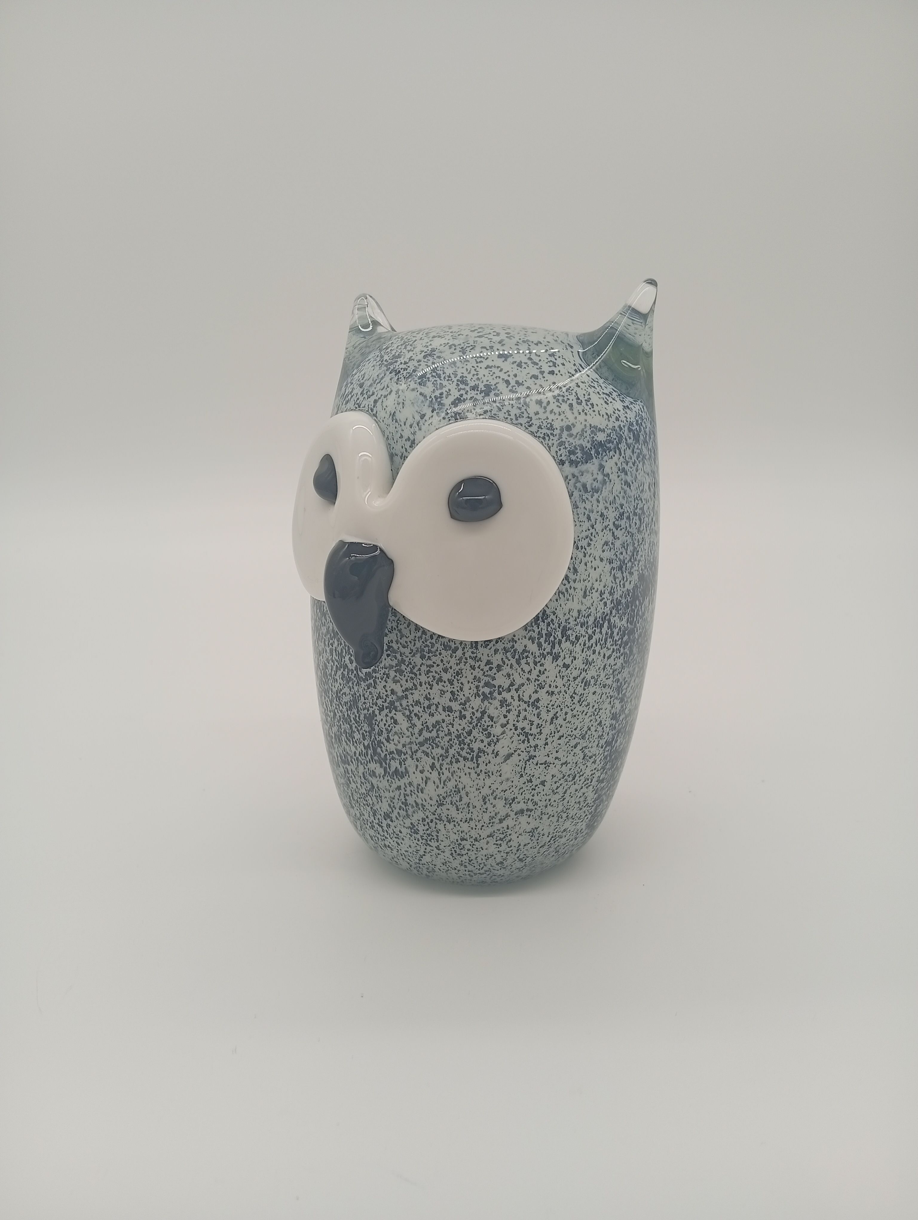 Vintage Scandinavian Glass Owl Statuette Denmark Sulphur 70s 80s