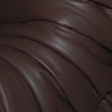 Togo 3 seater sofa in brown leather designed by Michel Ducaroy 1973