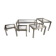 Suite of 5 coffee tables in chrome metal, brass, smoked glass. around 1970