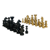 Antique turned wooden chess pieces