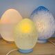 Domec egg lamp, blue speckled glass from Vianne, 70s