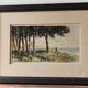 Aquarelle, paysage animé, bord de mer