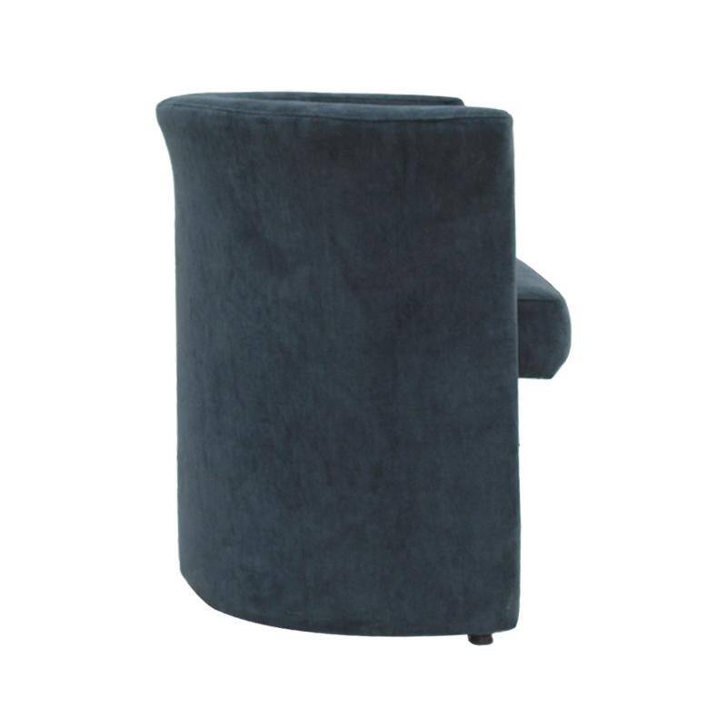 Mid Century Modern Italian Curved Chairs in Blue Velvet, Set of Six