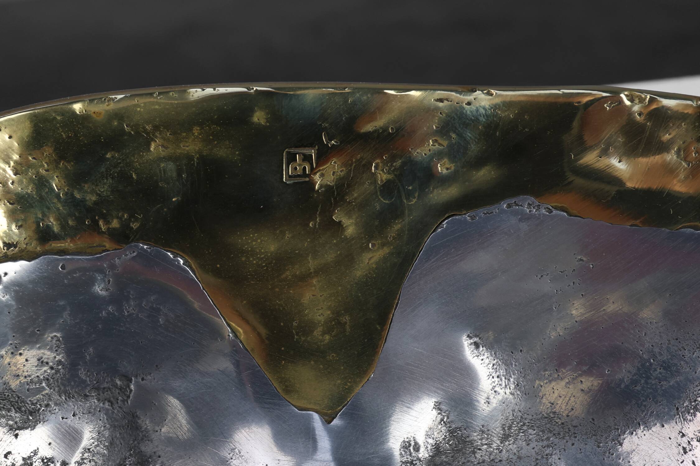 Candleholder and Bowl by David Marshall in Aluminum and Brass, UK 1970s